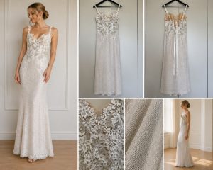 Johan Botha Lace Wedding Dress – Ivory/Nude Fitted Gown