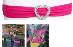 Chair tiebacks (mix of green / yellow / pink)